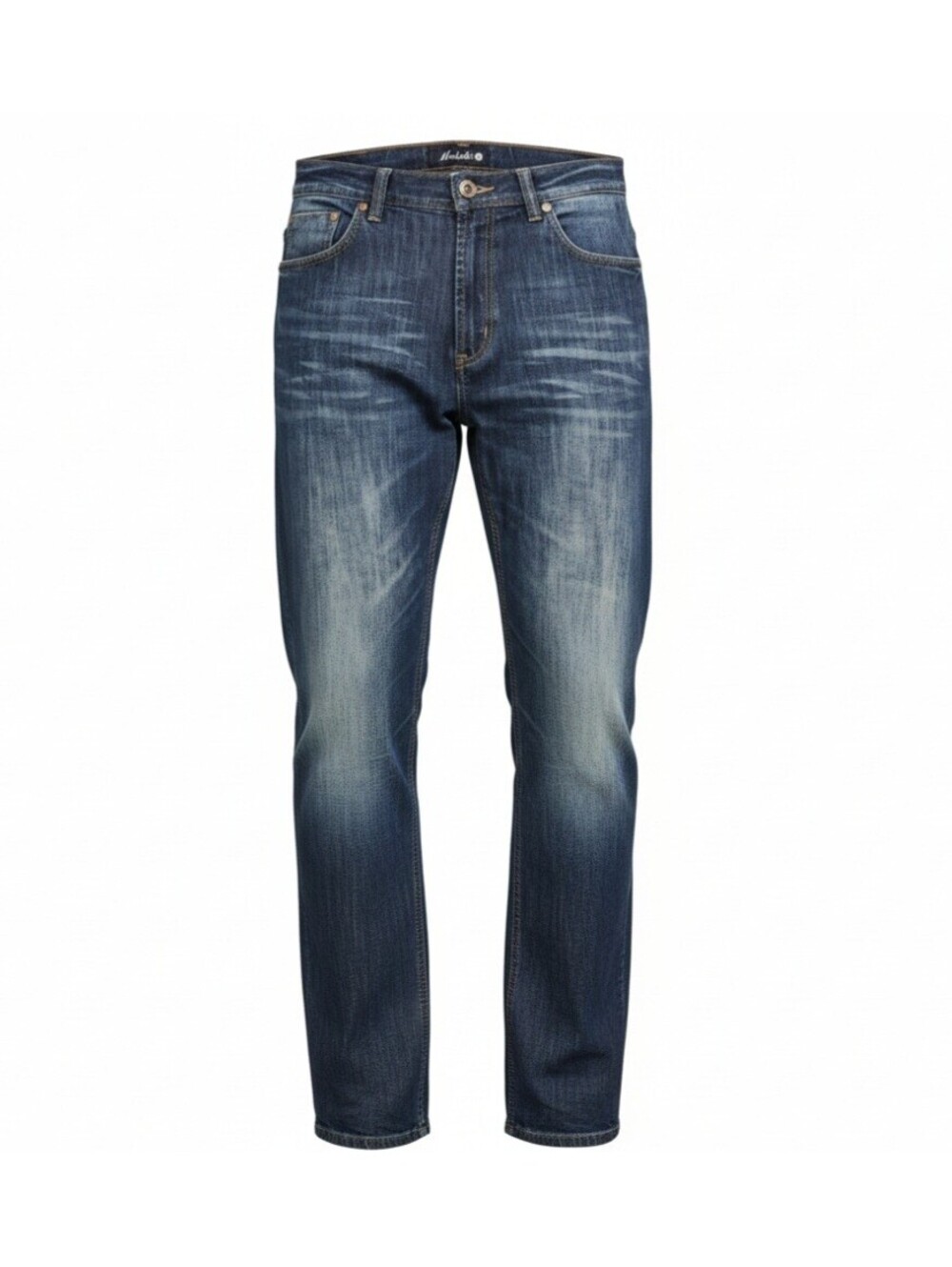 Makobi Mens Jeans 36x34 Blue Faded Whiskered Streetwear Flap Pocket Denim M1826